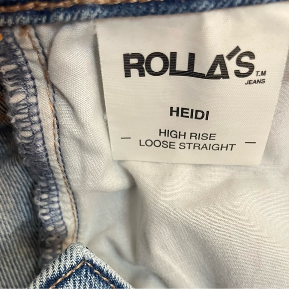 ROLLA'S Heidi High Rise Loose Straight Wide Leg Worn Wash Distressed Knee Sz 28 - Picture 10 of 13